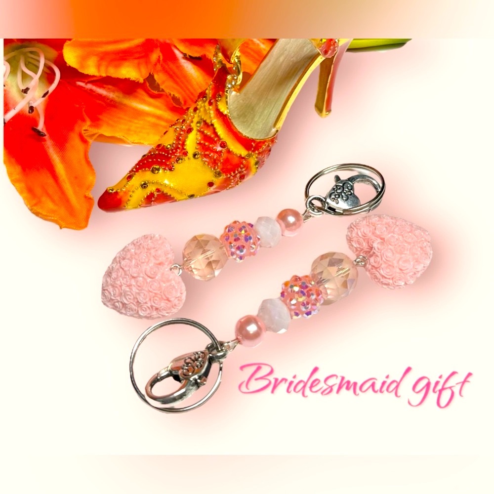 🌸💗Best friend or bridesmaid gift-Set of two/key chain/purse bling/matched